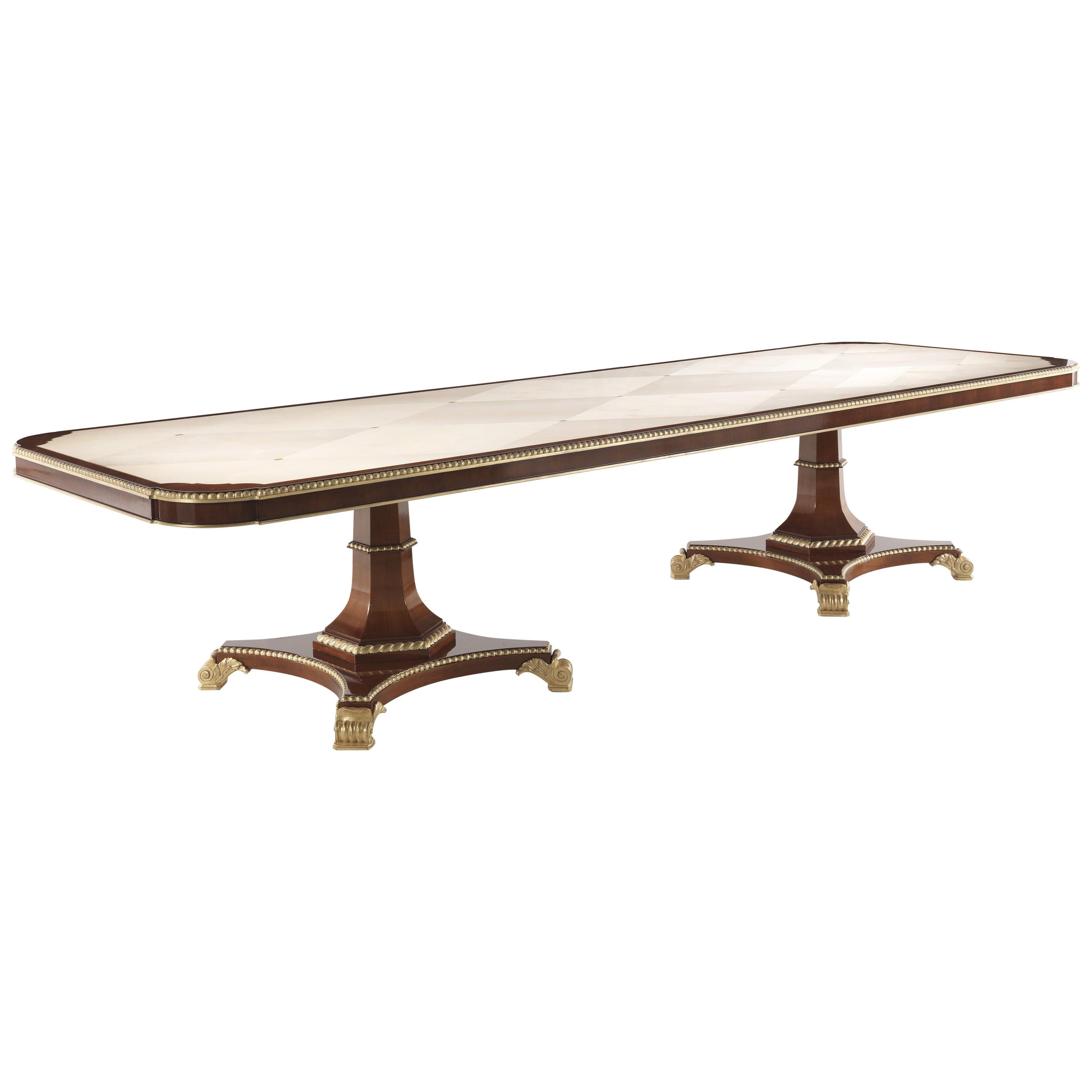 21st Century Etoile Dining Table with Natural Maple Insert and Brass Inlays For Sale