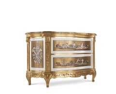 Cassettiera Fragonard del XXI secolo in Wood e piano in Onice Nuvoloso