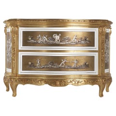 Commode Fragonard du 21e siècle en bois et dessus en onyx nuageux