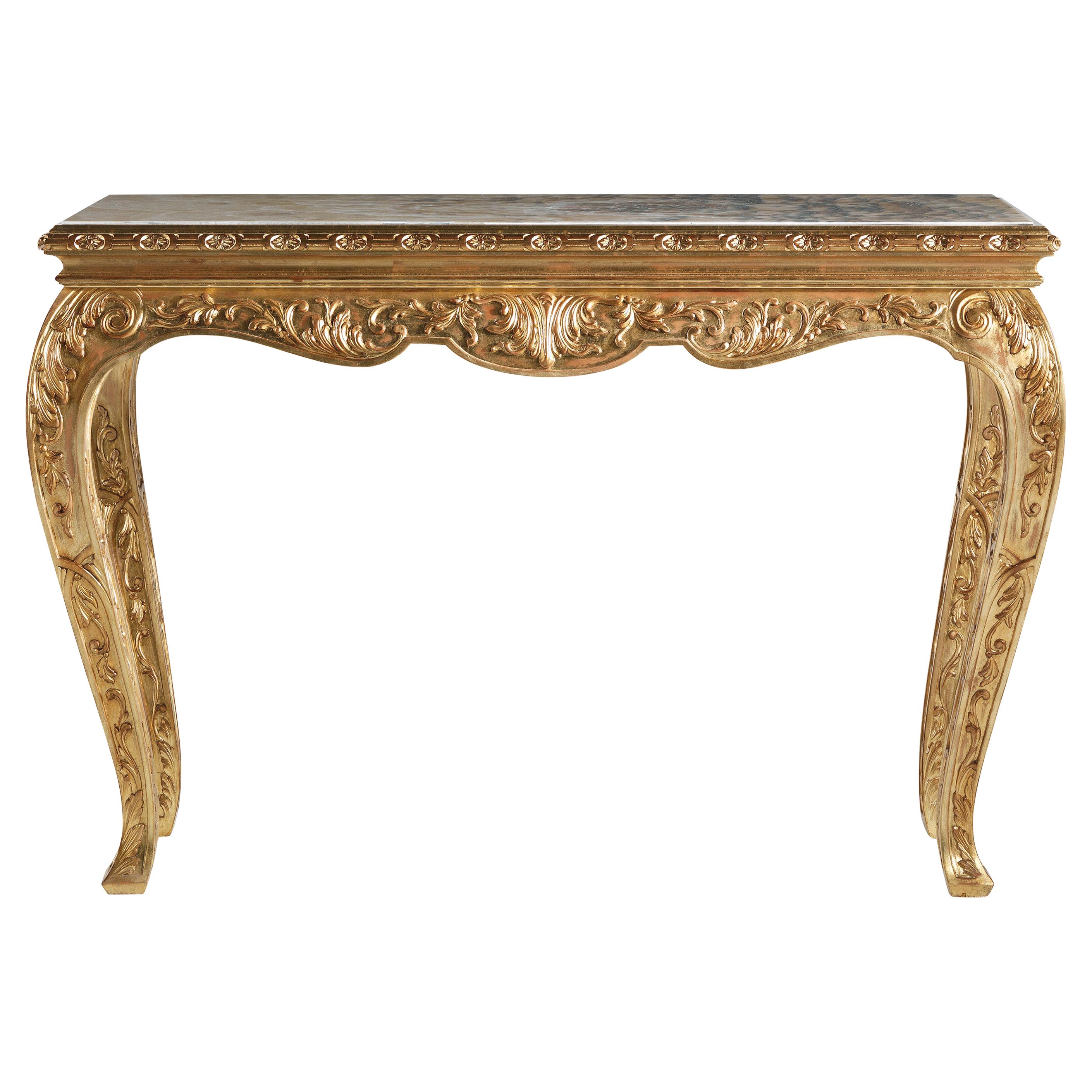 Console Fragonard du 21e siècle en bois et dessus en onyx nuageux