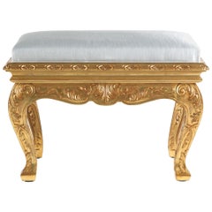 Fragonard-Hocker des 21. Jahrhunderts aus Stoff und Buchenholz in antikem Gold 