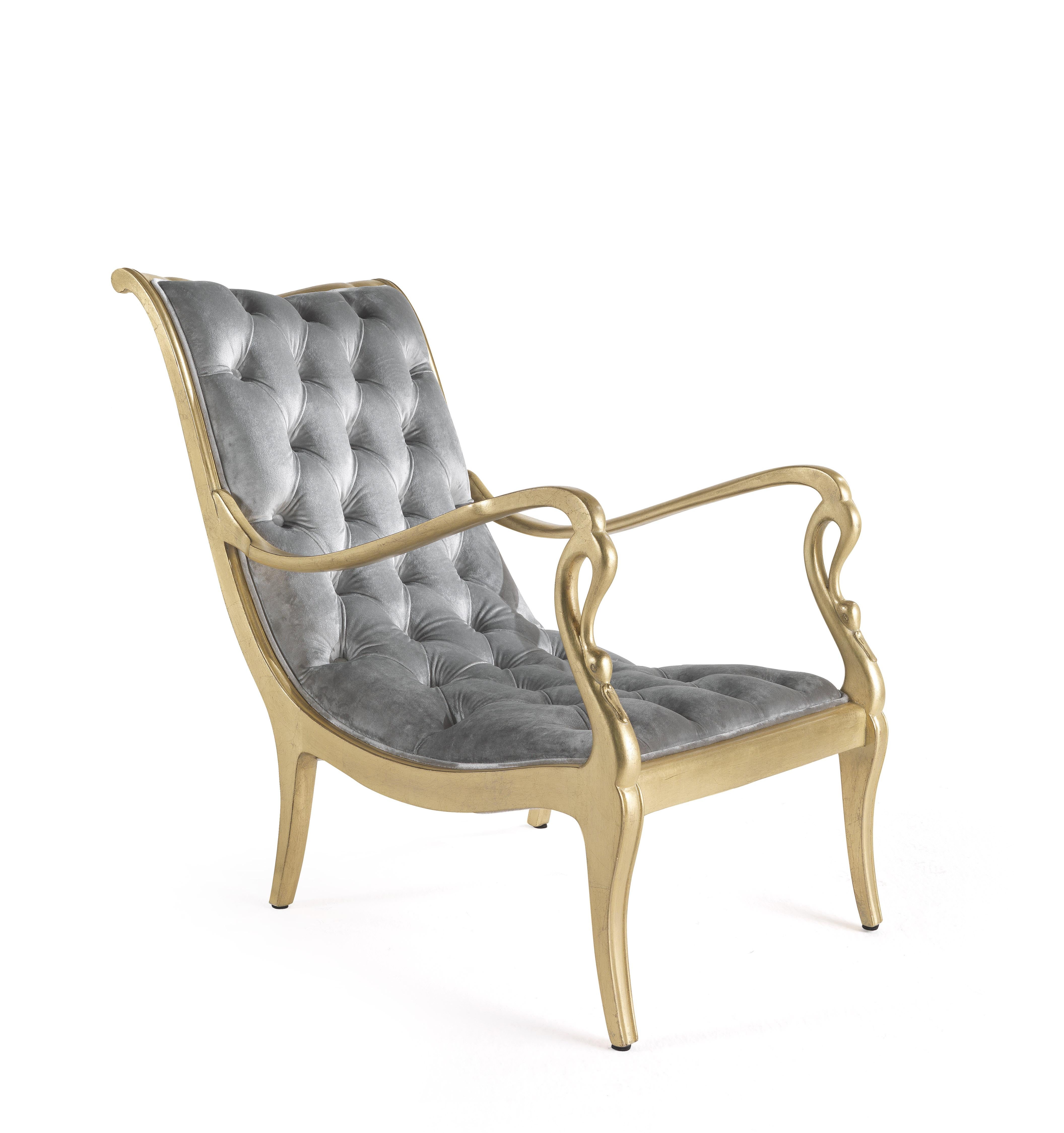 Italian 21st Century Guery Armchair in Fabric and Solid Beechwood For Sale