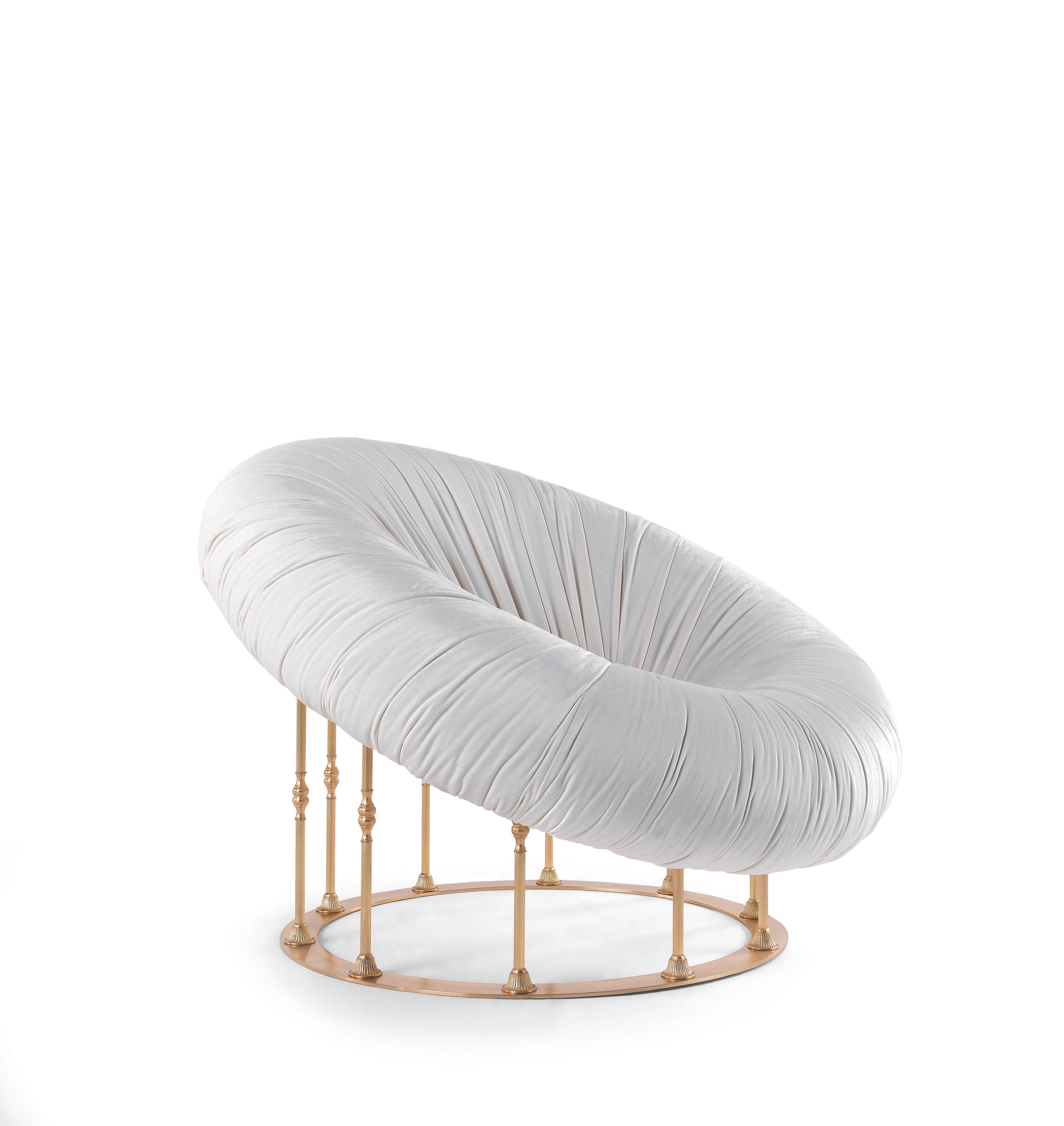 Italian 21st Century Hawking Armchair in Fabric and Base in Lost-wax Cast Brass For Sale