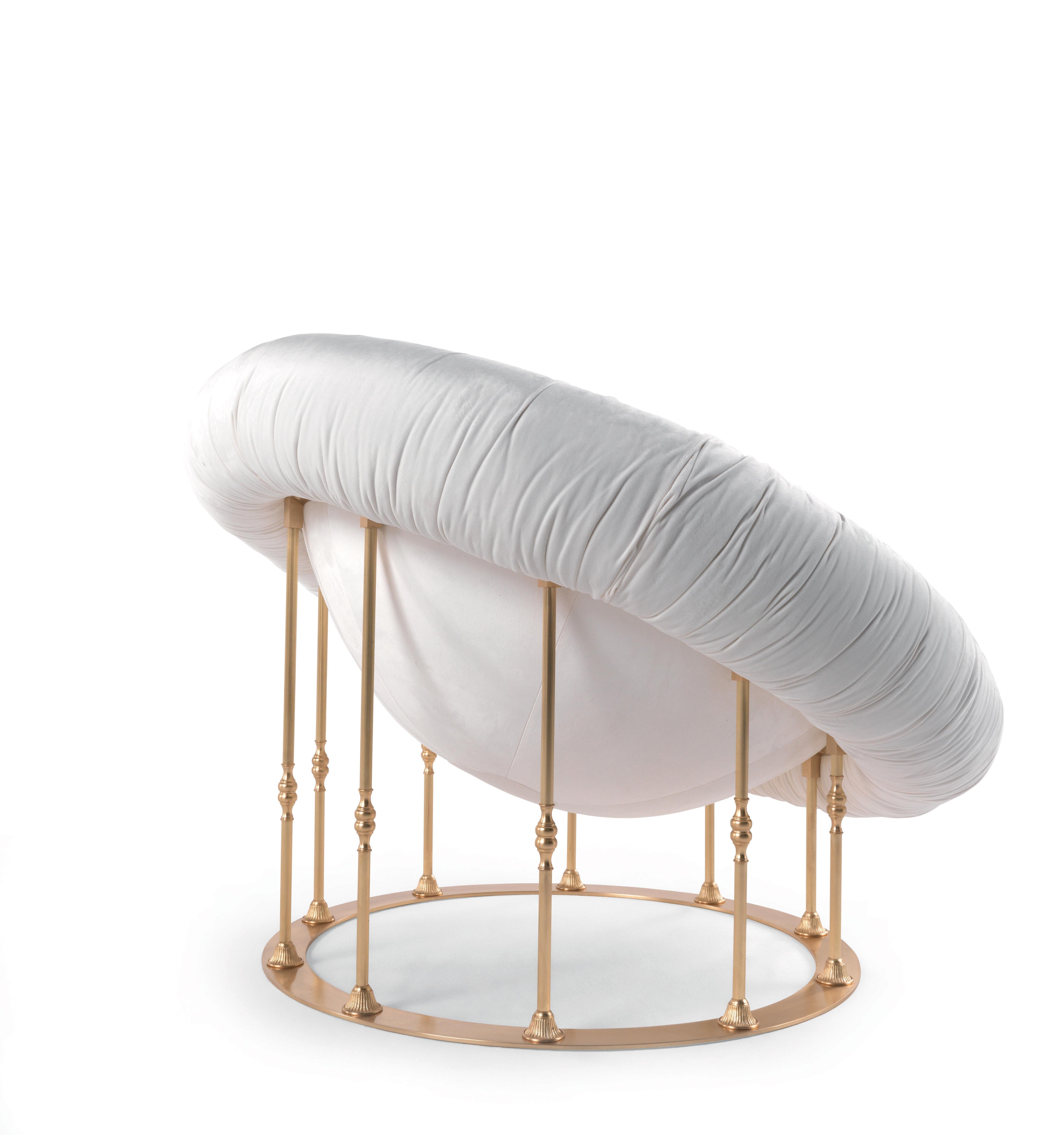 21st Century Hawking Armchair in Fabric and Base in Lost-wax Cast Brass In New Condition For Sale In Cantù, Lombardia