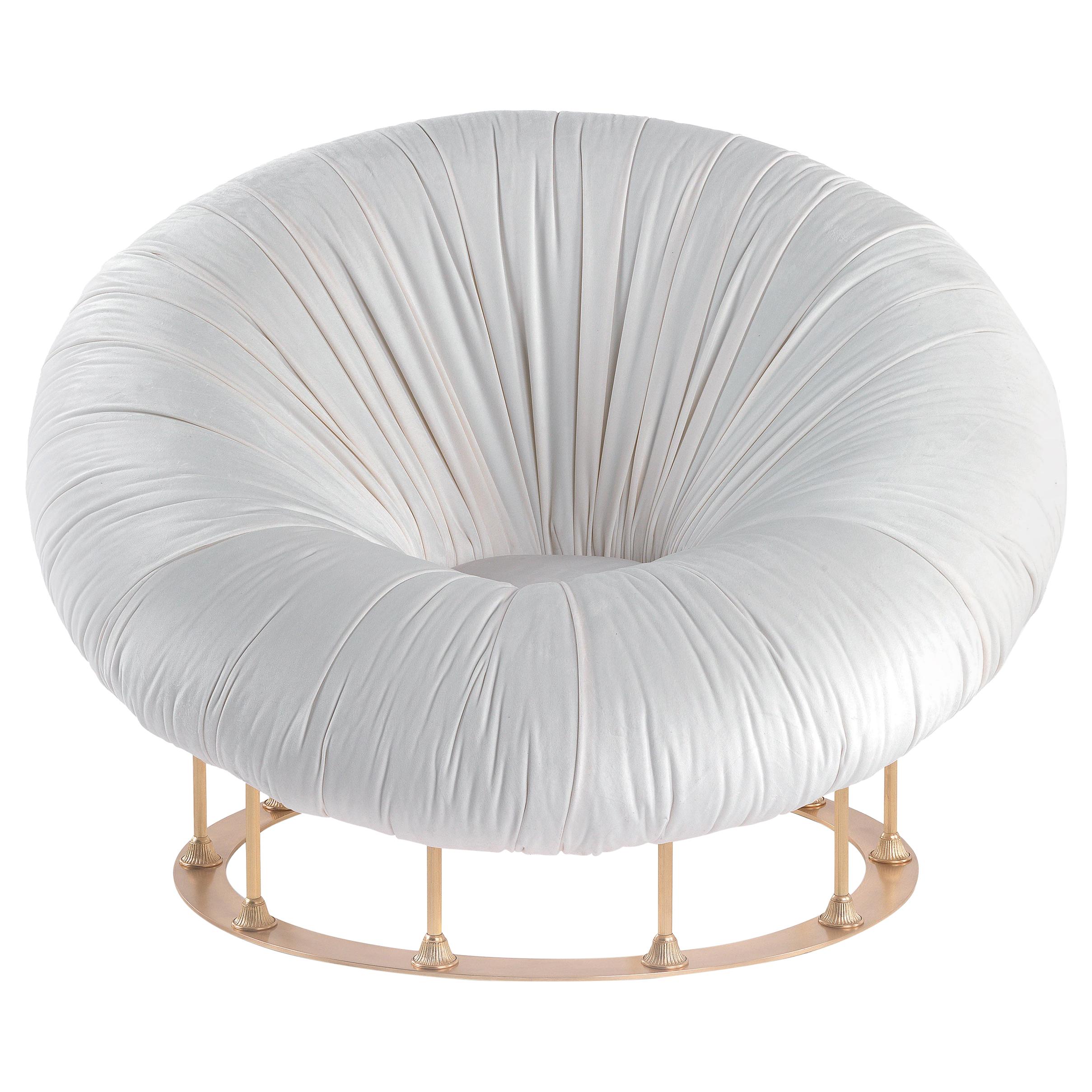 21st Century Hawking Armchair in Fabric and Base in Lost-wax Cast Brass