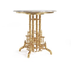 Table d'appoint Hiroko du 21e siècle en bois et plateau en onyx nuageux