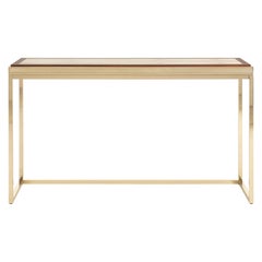 21st Century Hudson Console in Glossy Brass with Engraved Frame
