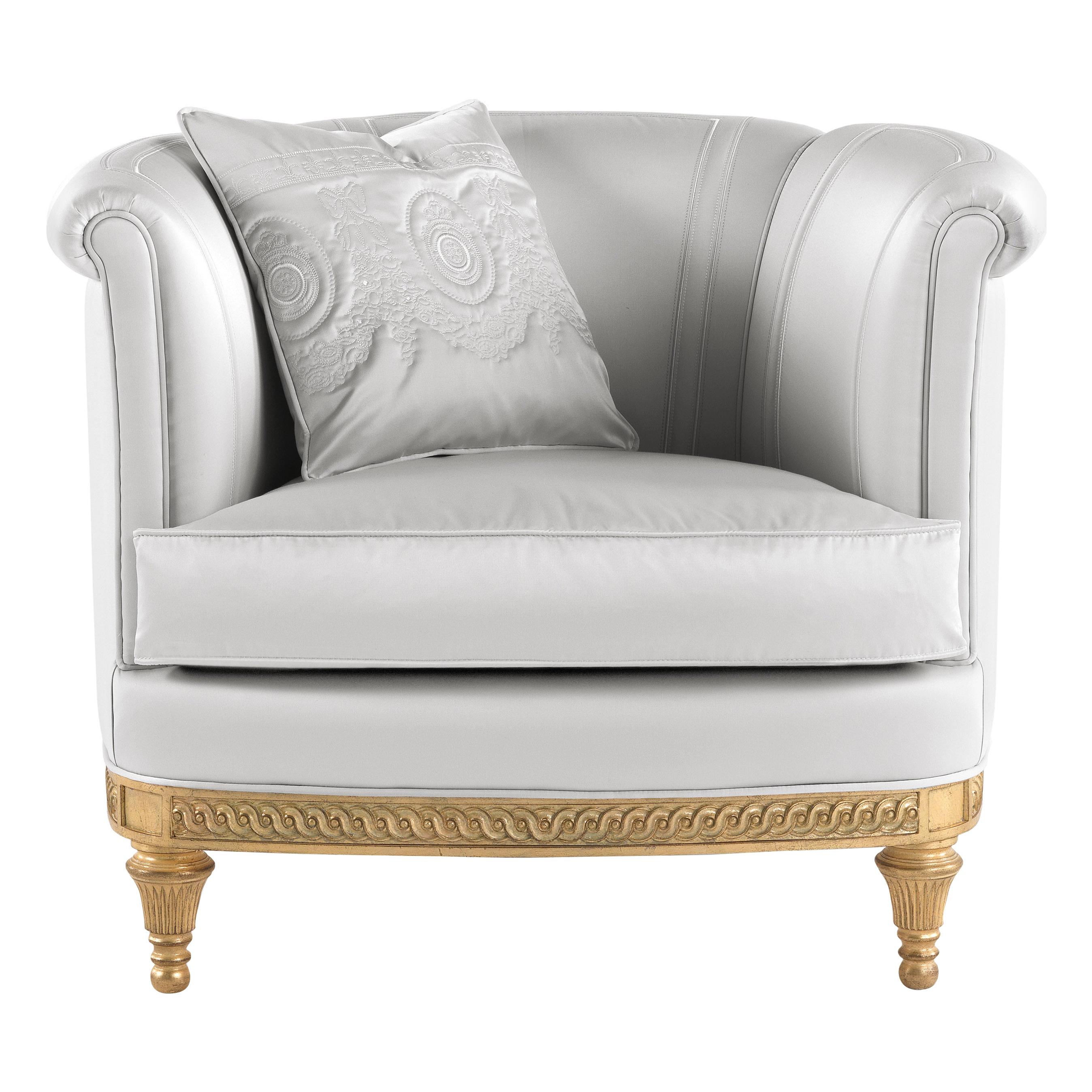 21st Century Ivy Armchair in Hand-carved Beechwood and Fabric For Sale