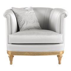 21st Century Ivy Armchair in Hand-carved Beechwood and Fabric