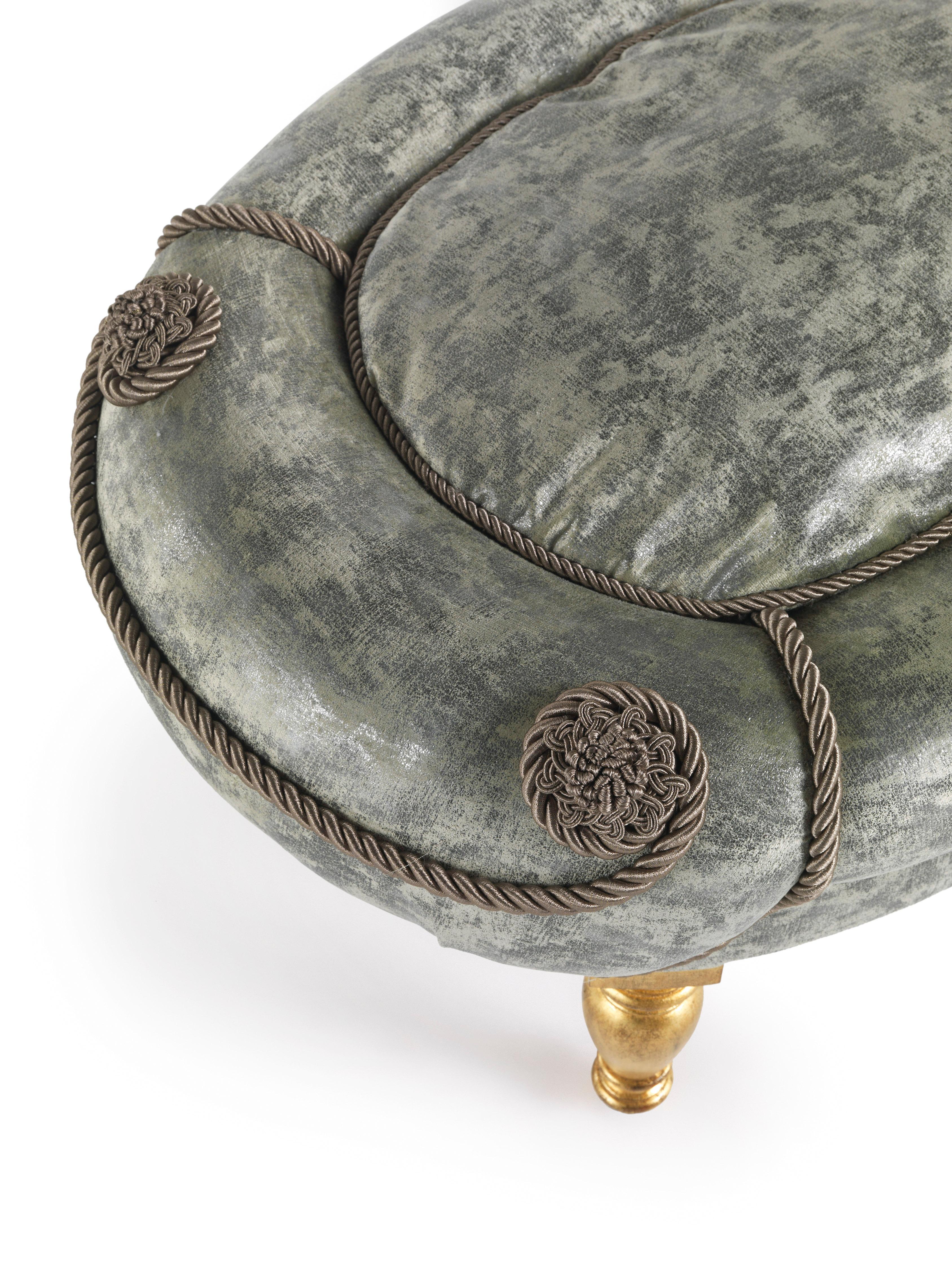 Italian Jumbo Collection La Grande Dame Pouf in Gold Finish and Fabric For Sale