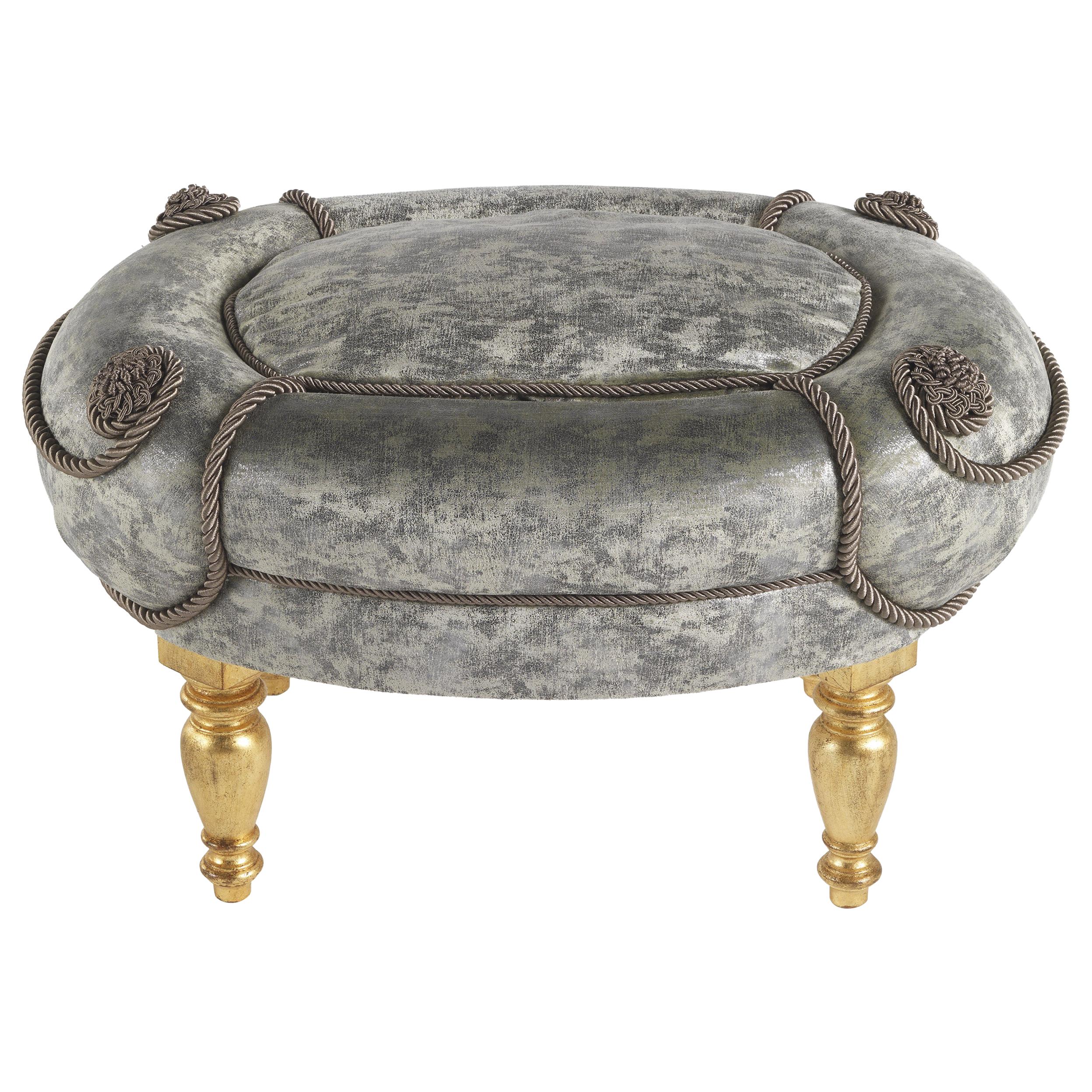 Jumbo Collection La Grande Dame Pouf in Gold Finish and Fabric For Sale