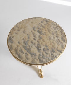 21st Century Lace Side Table in Hand-carved Wood and Cloudy Onyx Top