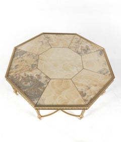 21st Century Lumiere Central Table in Lost-wax Cast Brass and Cloudy Onyx Top