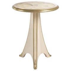 21st Century Madeleine Side Table in Wood and Cloudy Onyx Top