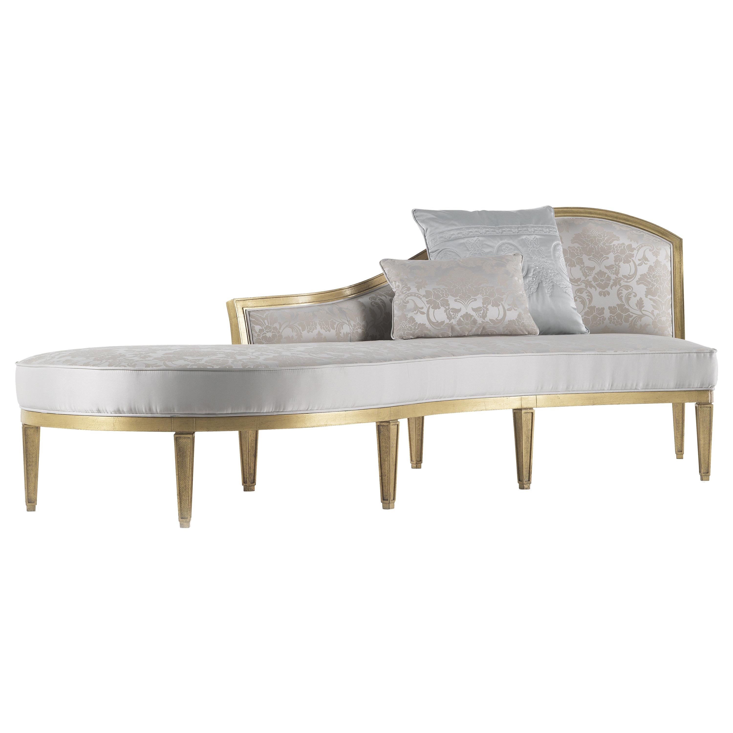 21st Century Madine Chaise Longue in Wood and Fabric For Sale