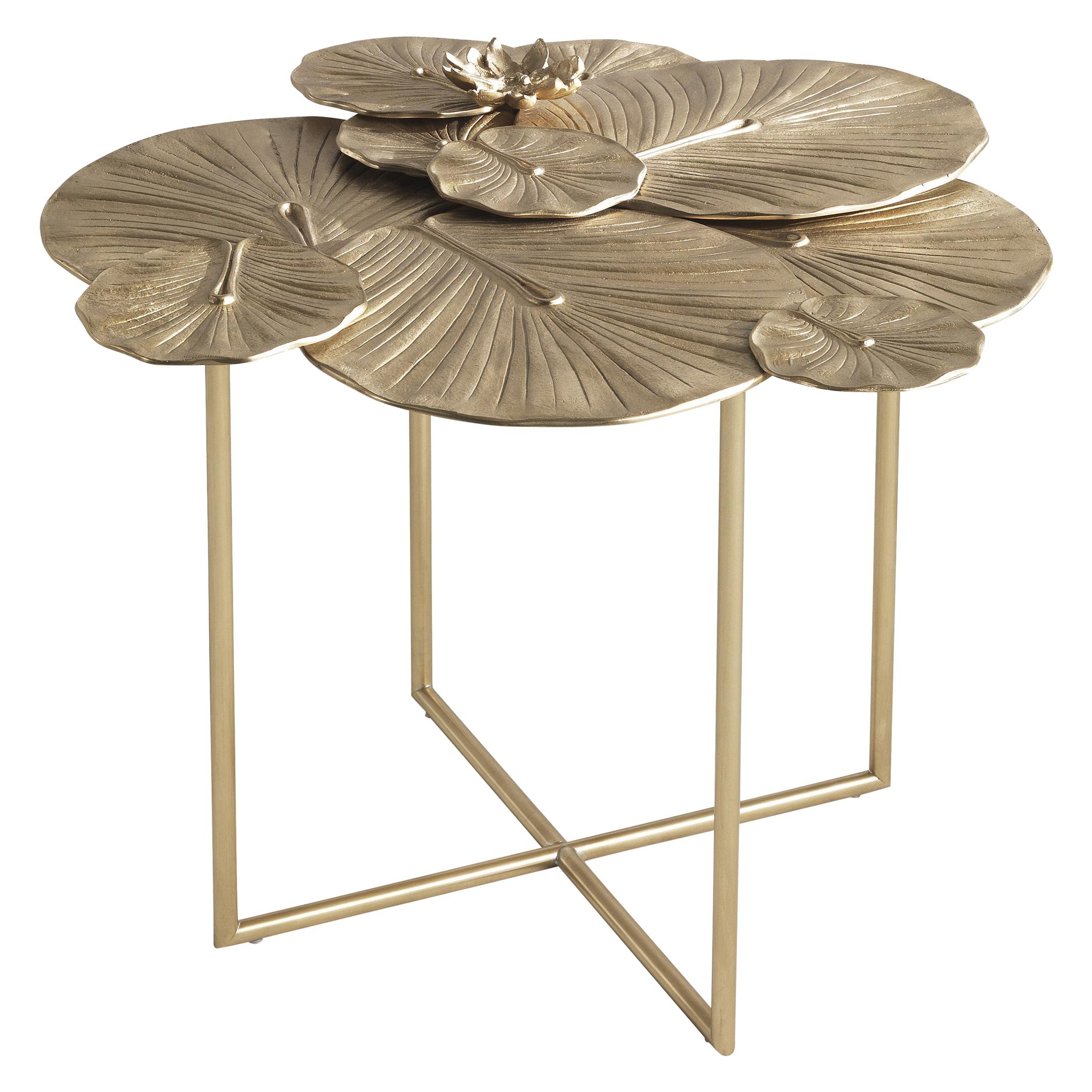 21st Century Monet Small Side Table in Hand-chiseled Cast Brass For Sale