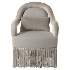 21st Century Pegaso Armchair in Fabric with Decorative Fringe