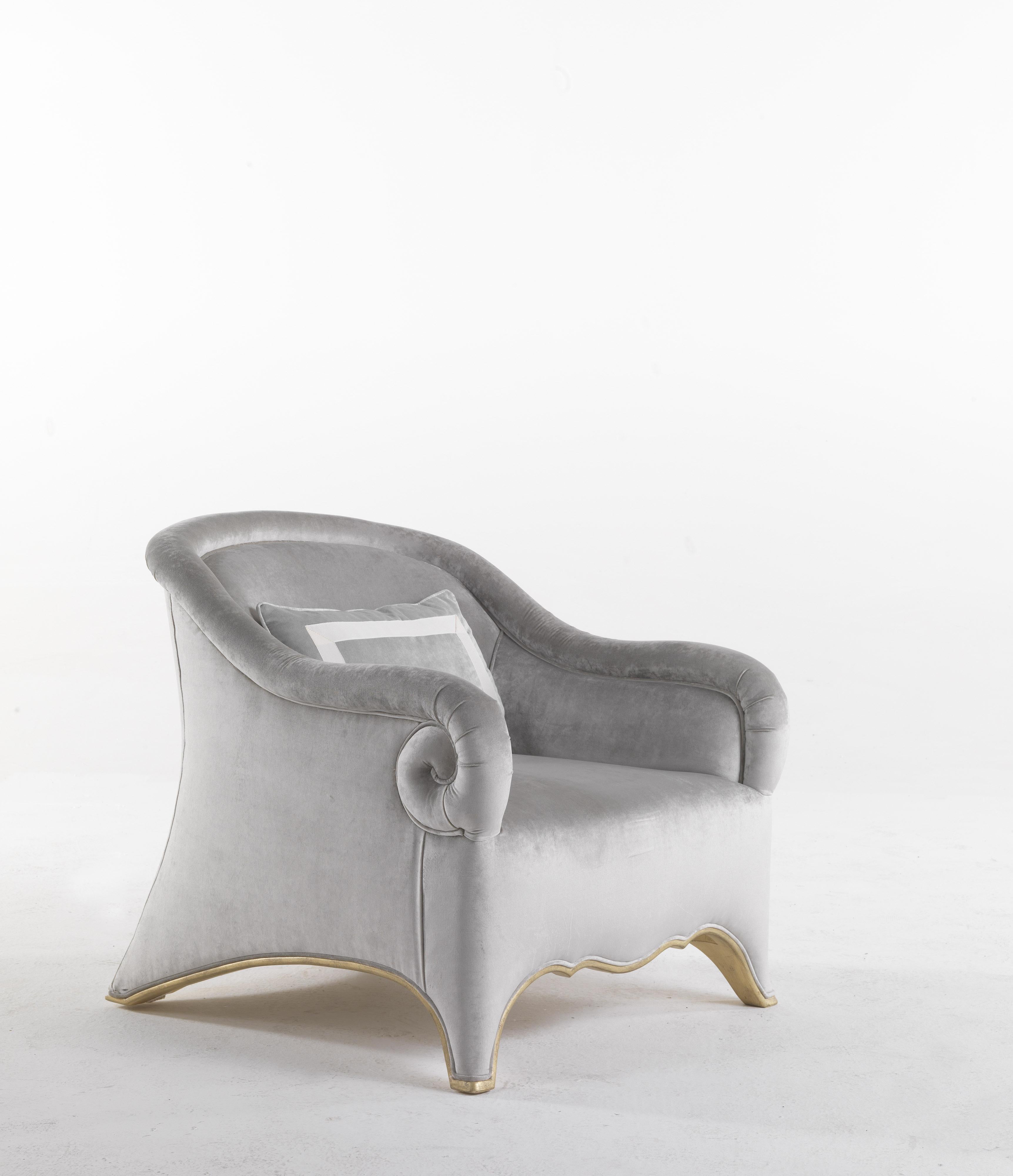 Italian 21st Century Pegaso Armchair in Velvet For Sale
