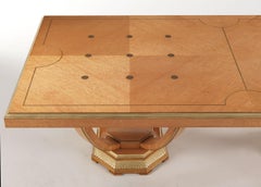 21st Century Pleasure Dining Table in Wood and Top with Brass Inlays