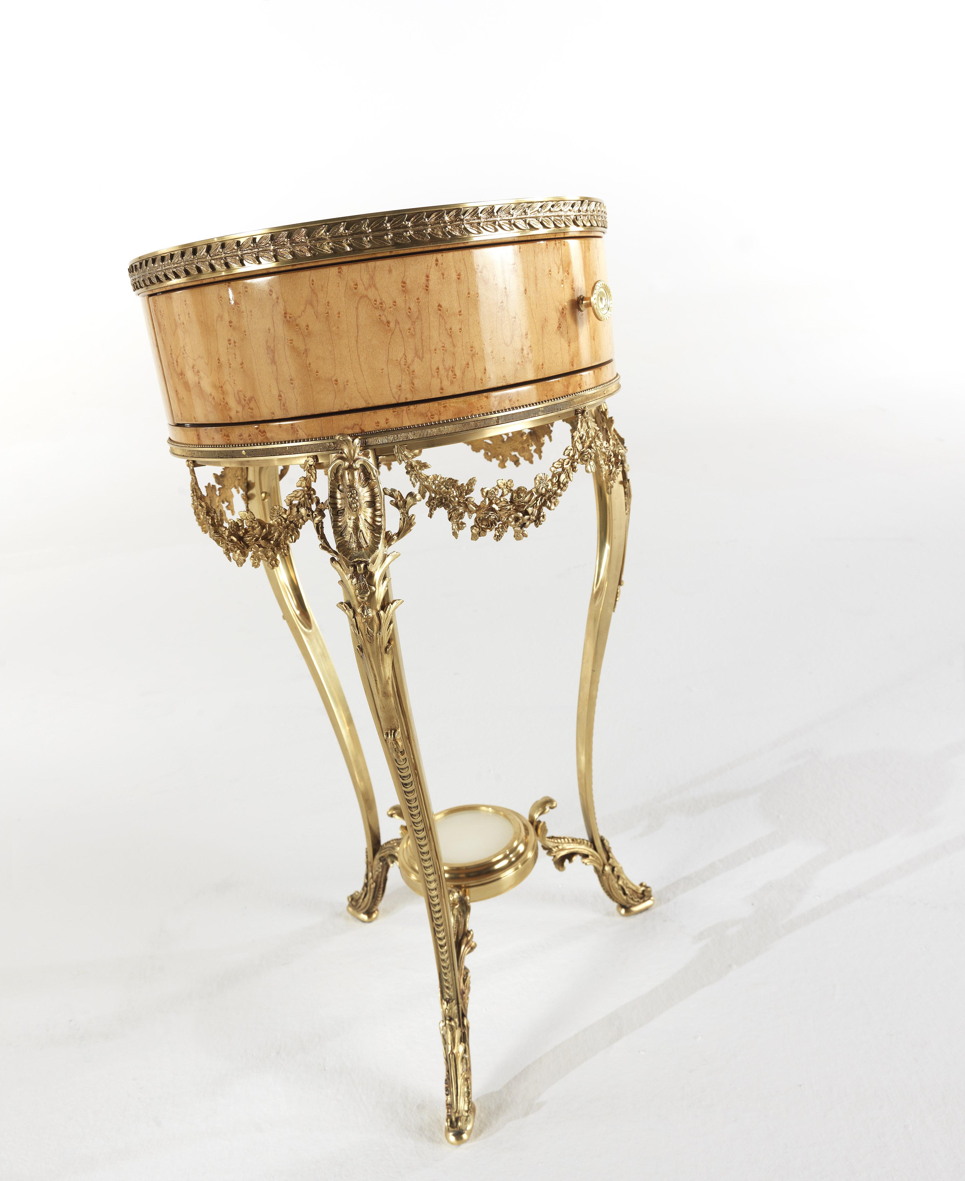 Italian 21st Century Pleasure Nightstand in Wood and Brass For Sale