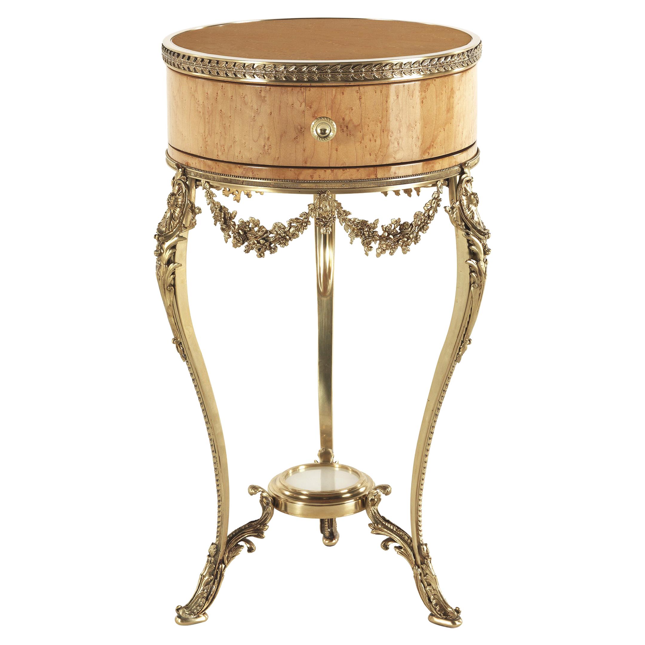 21st Century Pleasure Nightstand in Wood and Brass For Sale