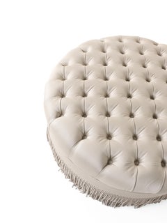 21st Century Pleasure Pouf in Fabric and Decorative Fringe