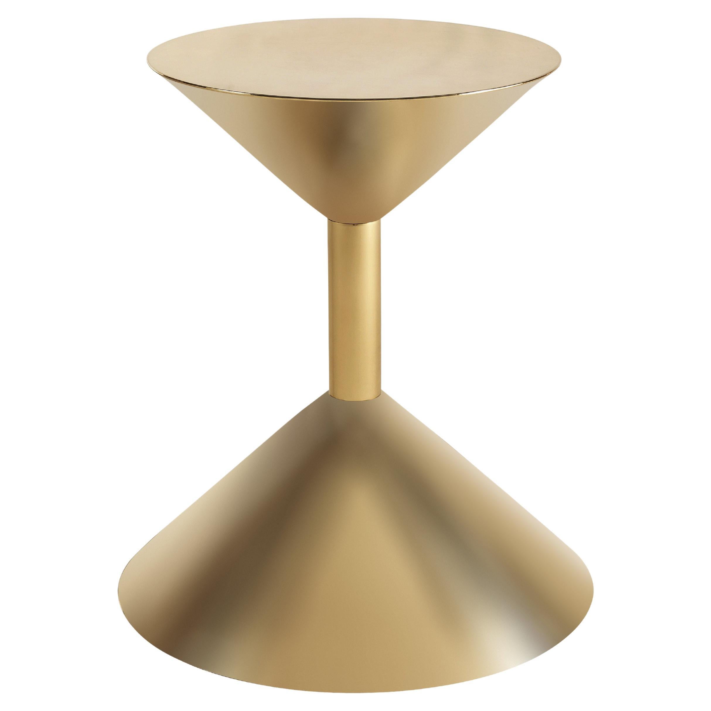 21st Century Pleasure Side Table in Brass with Stained Finishing