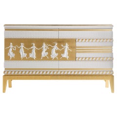 21st Century Portland Chest of Drawers in Wood and Marble Top