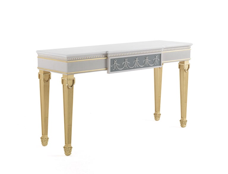 Jumbo Collection Portland Console Table in Wood and Ceramic For Sale at