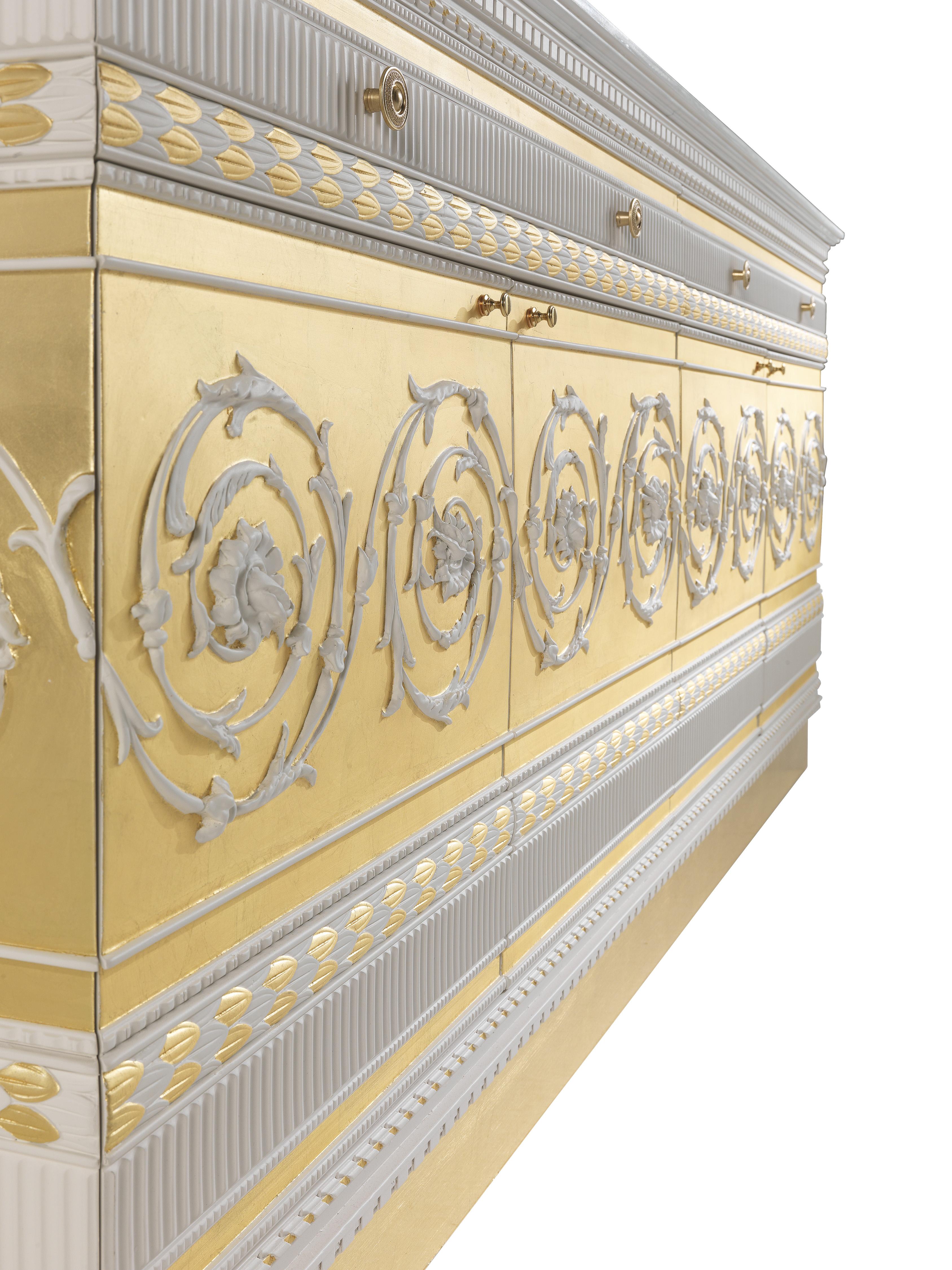 Credenza Portland del XXI secolo in Wood e piano in marmo In condizioni Nuovo in vendita a Cantù, Lombardia