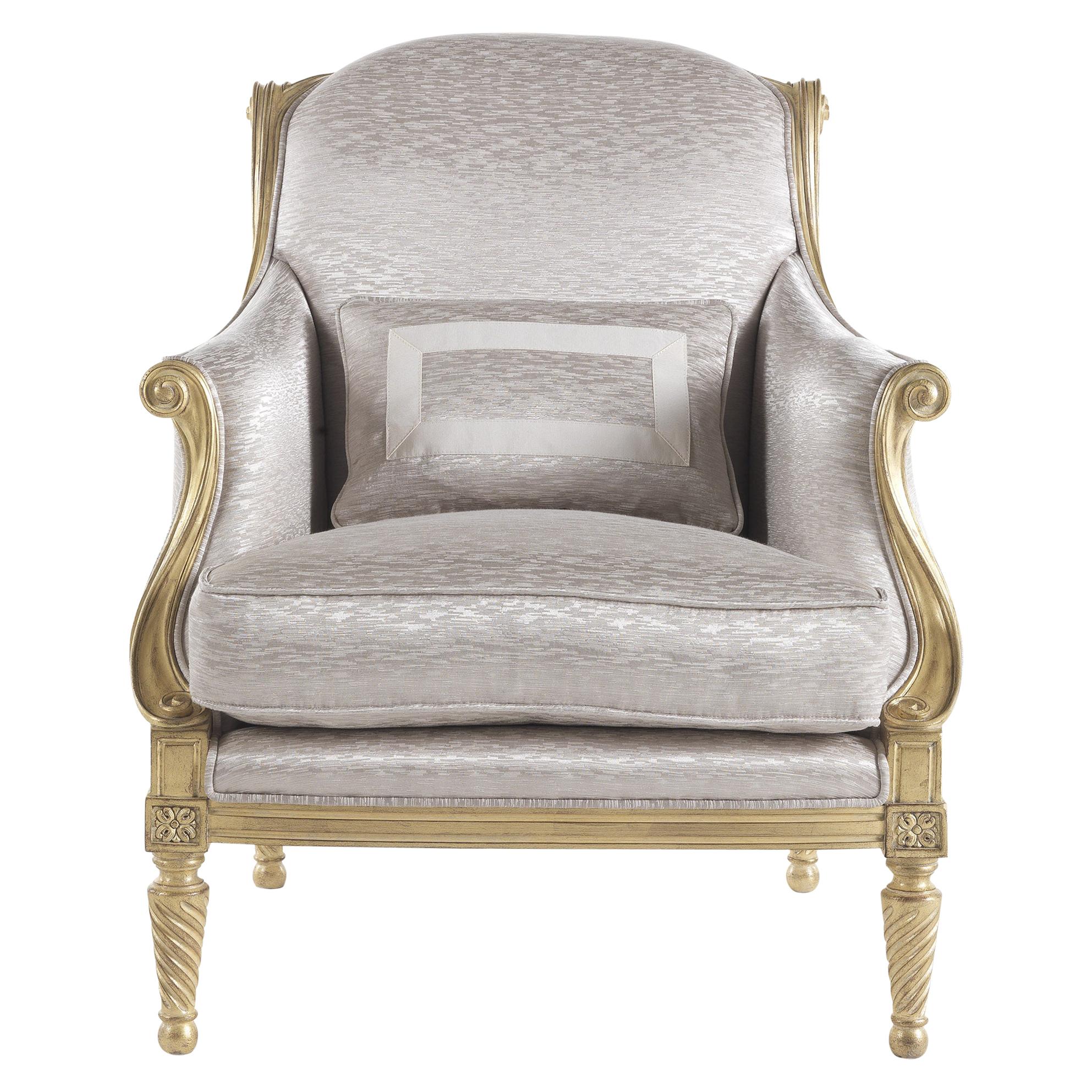 Fauteuil Rebecca du 21e siècle en bois de hêtre sculpté à la main et tissu en vente