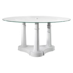 Jumbo Collection Relief Entrance Table in Marble and Glass Top