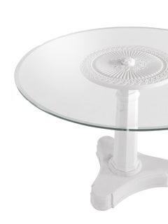 21st Century Relief Side Table in White Statuario Marble with Engraved Details