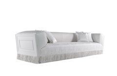 21st Century Saturno 3-Seater Sofa in Fabric with Decorative Fringe