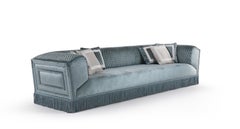 21st Century Saturno 3-Seater Sofa in Velvet with Decorative Fringe