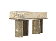 21st Century Shinto Console with Sculptural Bases in Lost-wax Cast Brass