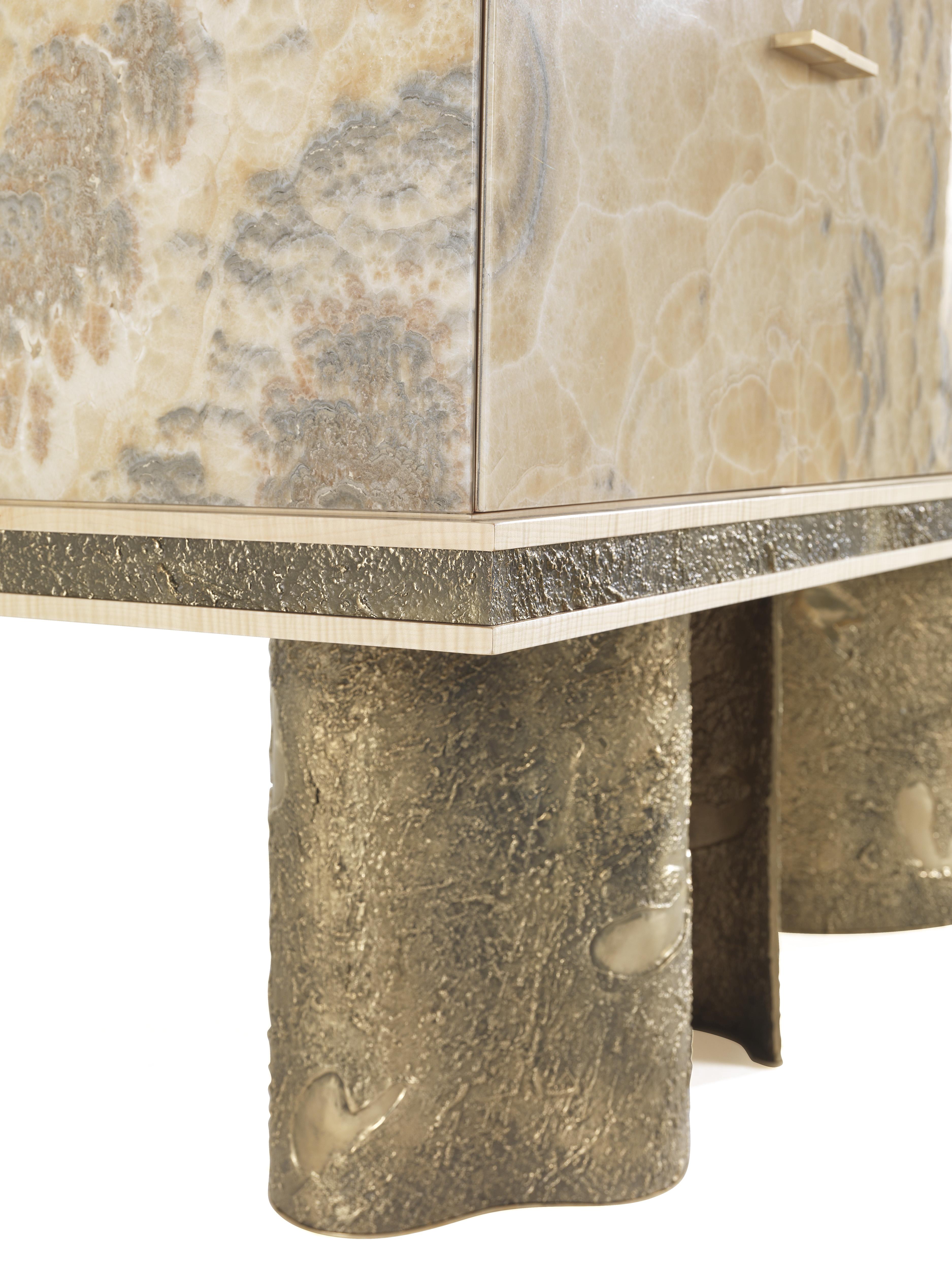 Italian 21st Century Shinto Sideboard with Sculptural Bases in Lost-wax Cast Brass  For Sale