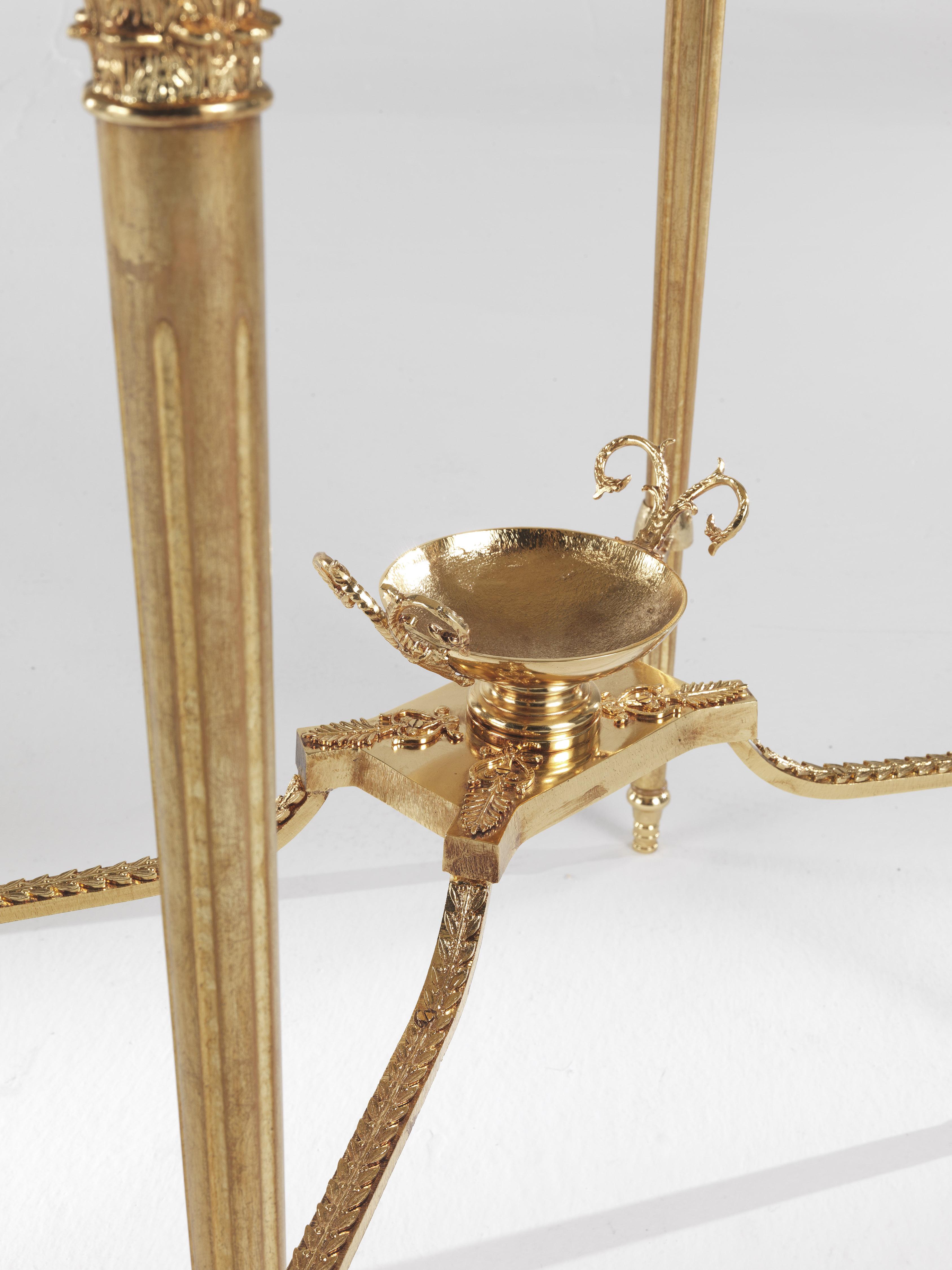 21st Century Shogun Side Table in Lost-wax Cast Brass and Cloudy Onyx Top In New Condition For Sale In Cantù, Lombardia