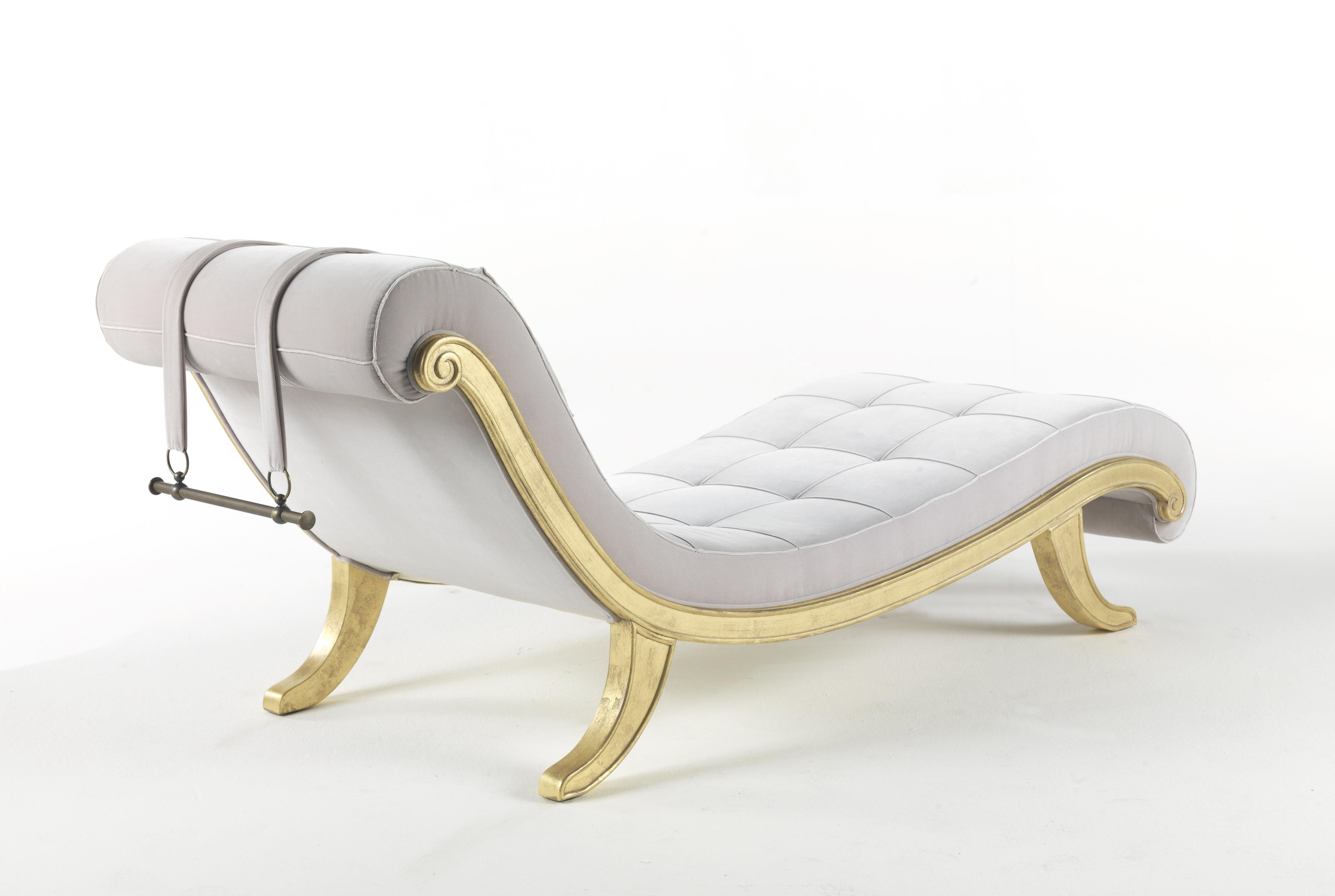 italien Chaise longue Sophie du 21ème siècle en tissu et bois en vente