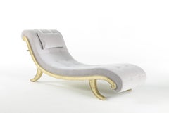 21st Century Sophie Chaise Lounge in Fabric and Wood