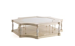 21st Century Toulouse Central Table in Wood and Marble Top