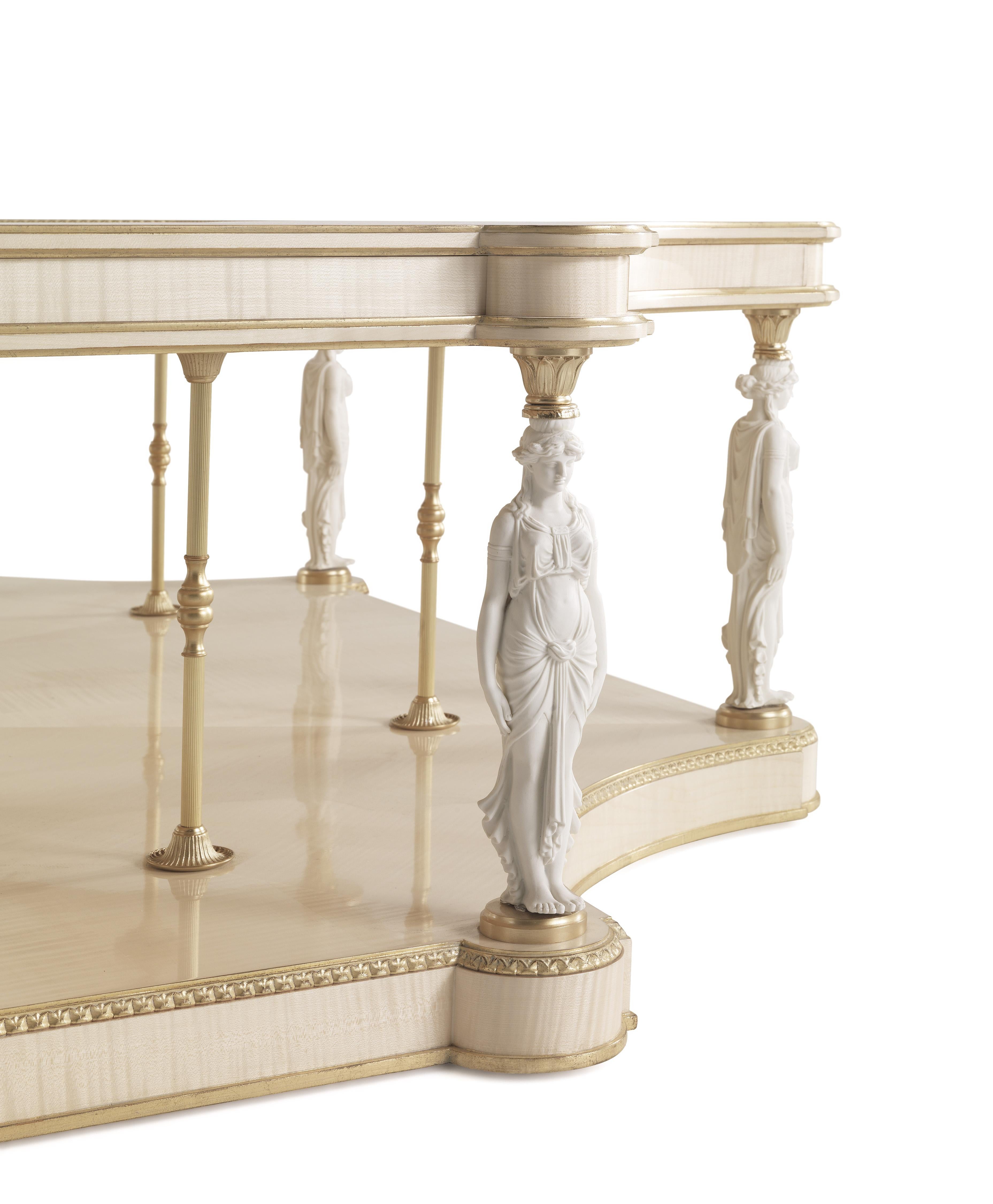 21st Century Toulouse Central Table in Wood and Marble Top In New Condition For Sale In Cantù, Lombardia