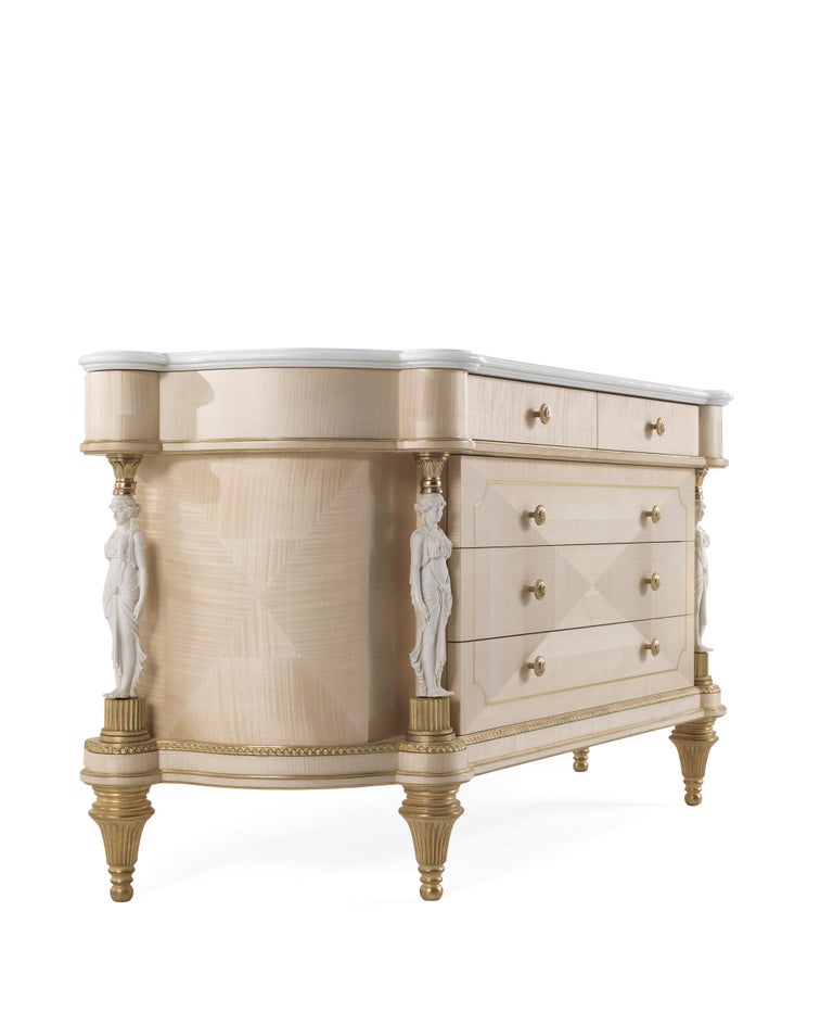 Jumbo Collection Toulouse Chest of Drawers in Wood and Marble Top For
