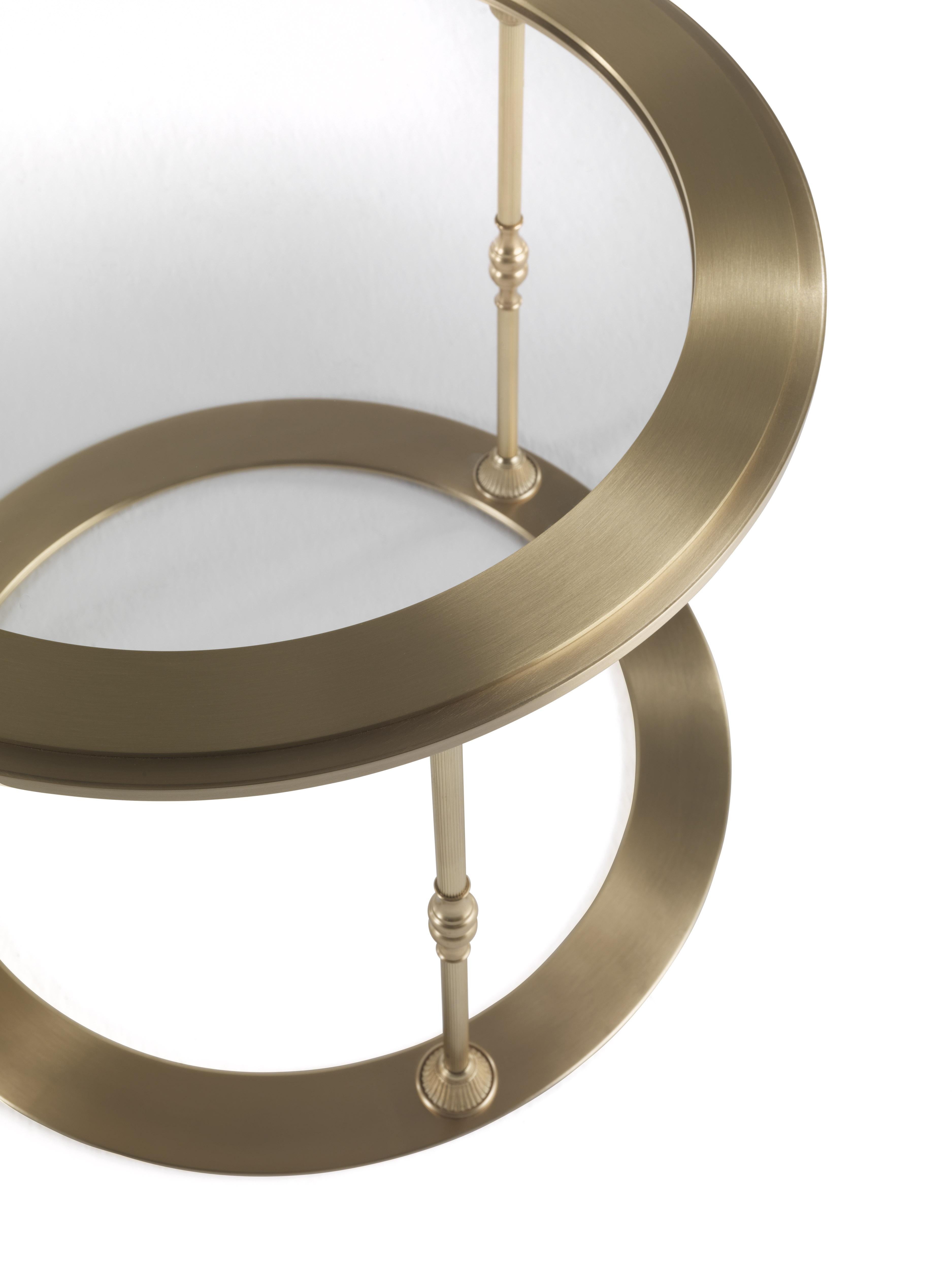 italien Table d'appoint ronde Toulouse du 21e siècle en métal et plateau en verre en vente