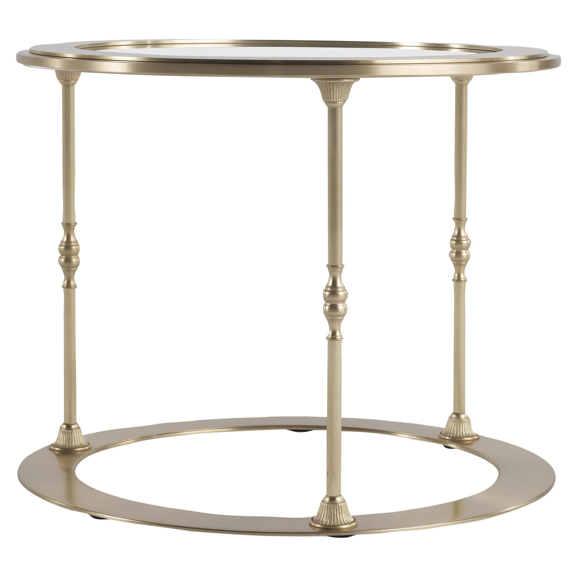 21st Century Toulouse Round Side Table in Metal and Top in Glass
