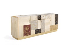 21st Century Ukiyo Sideboard in Maple and Panels Decorated in Relief Plaster