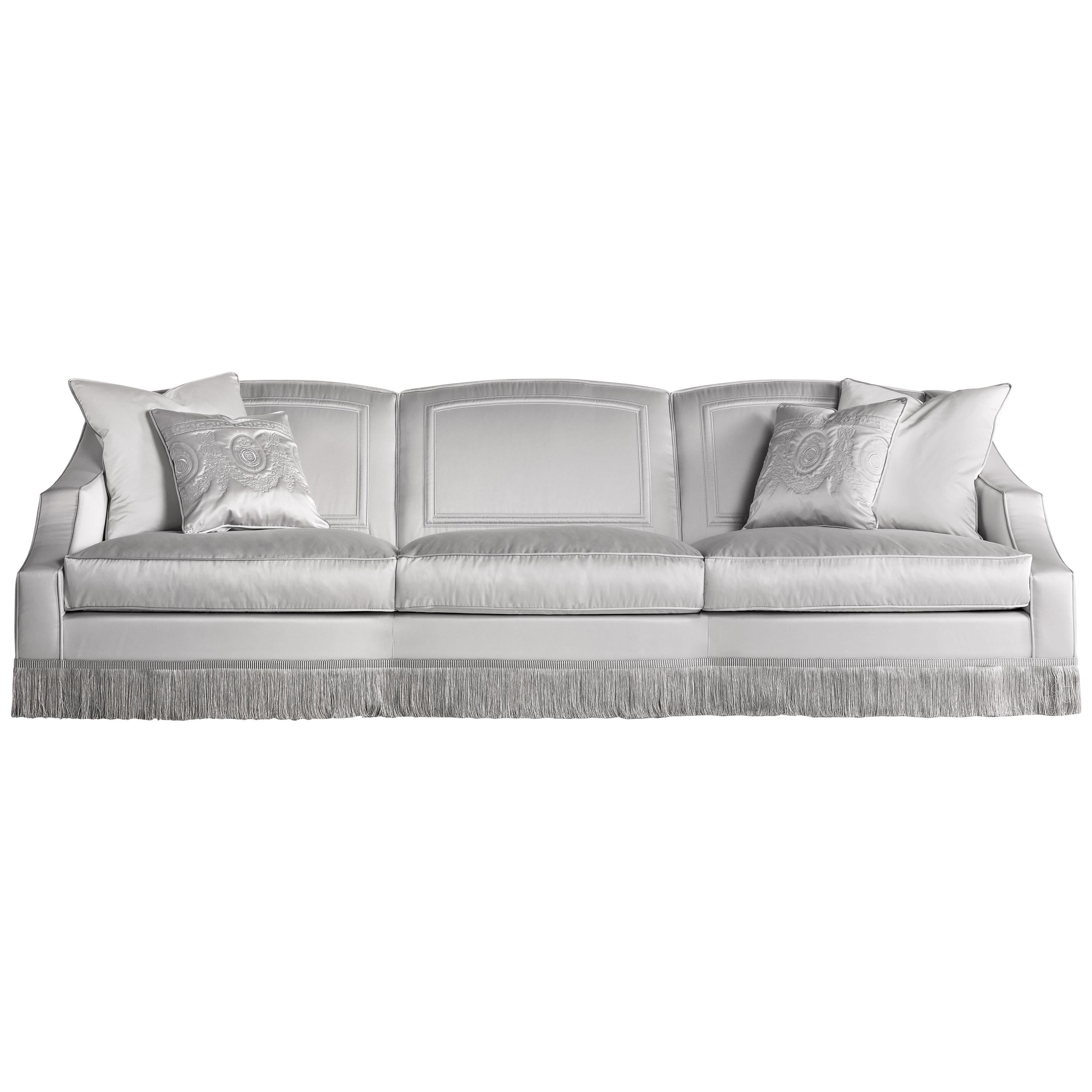 21st Century Wheidon 3-Seater Sofa in Fabric with Fringe For Sale