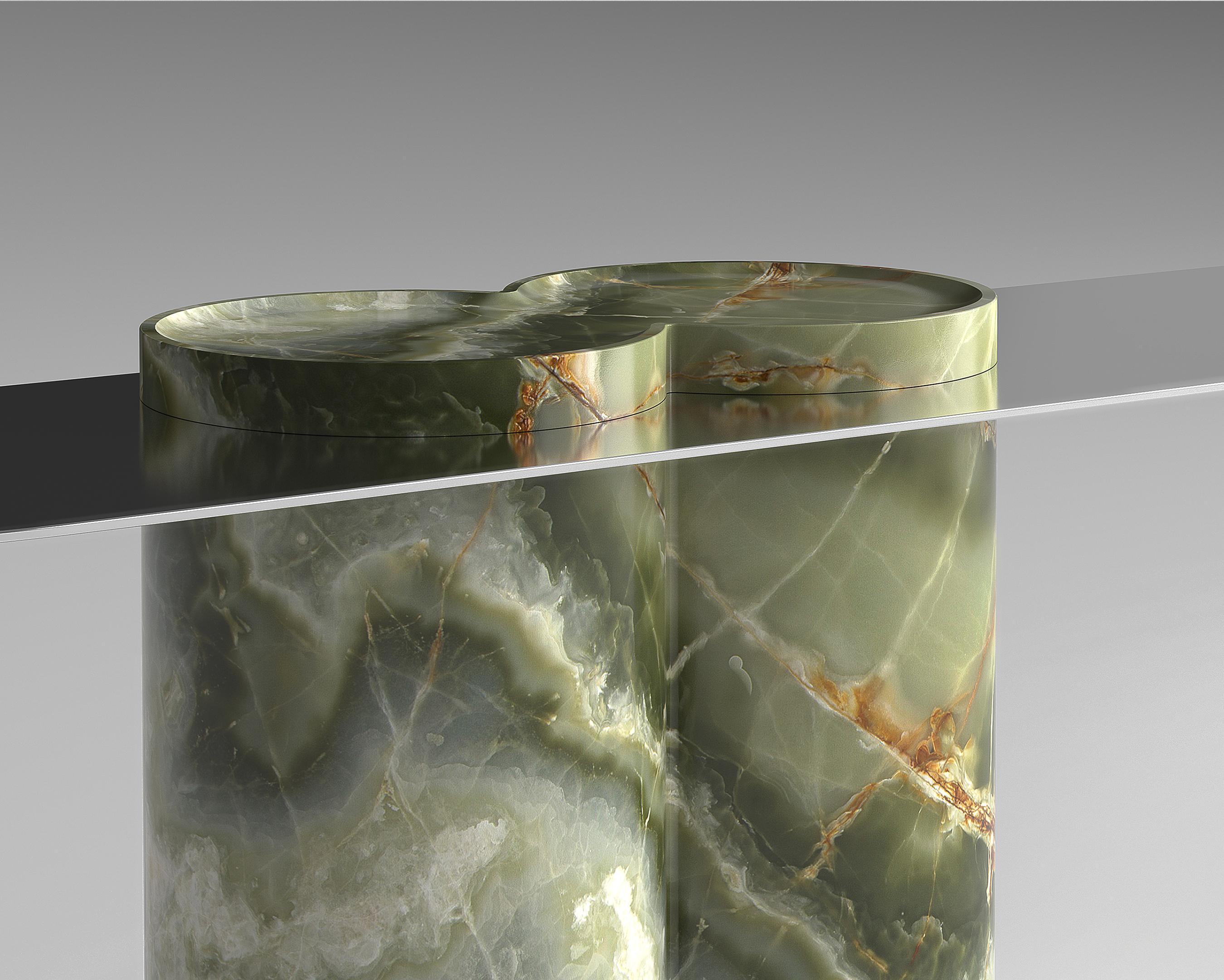 Italian Jumbo Console in Green Onyx For Sale