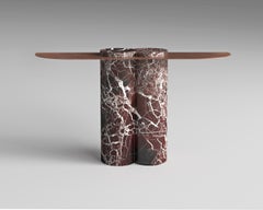 Jumbo Console in Rosso Levanto Marble and Copper