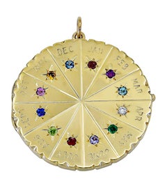 Jumbo Gemset Gold Calendar Locket